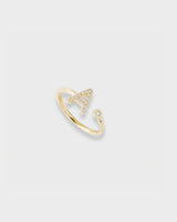 Letter Ring - Natural Diamond, 14K Solid Gold (MADE TO ORDER)