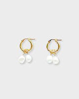 Nathi Two Pearl Piccolo Hoops Gold