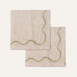 Wavy Napkins Beige/Green (set of 4)