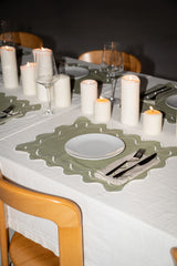 Wavy Napkins Beige/Green (set of 4)