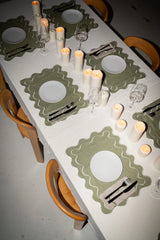 Wavy Napkins Beige/Green (set of 4)