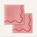 Wavy Napkins Pink/Red (set of 4)