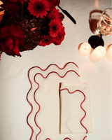 Wavy Napkins Cream/Red (set of 4)