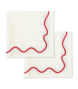 Wavy Napkins Cream/Red (set of 4)