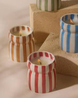 Cabana Striped Ceramic Candle