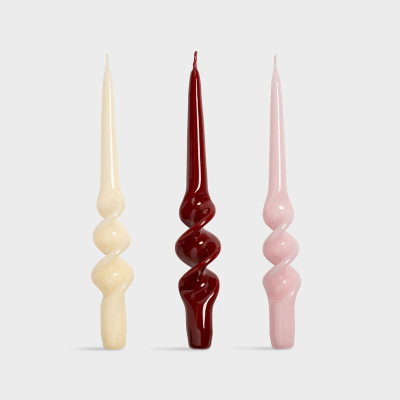 Candles in shades of red (Set of 3)