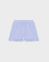 Light Blue Checkered Short Set