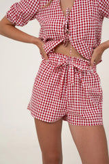 Lola Red Short Checkered Set