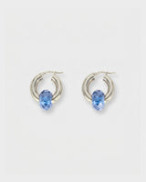 Crystal Donut Grande Hoops Silver