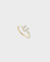 Letter Ring - Natural Diamond, 14K Solid Gold (MADE TO ORDER)