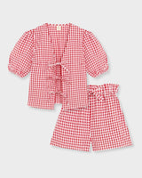 Lola Red Short Checkered Set