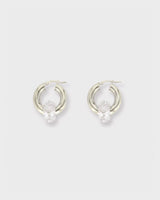 Crystal Donut Grande Hoops Silver