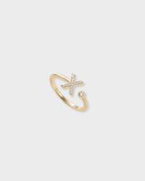 Letter Ring - Natural Diamond, 14K Solid Gold (MADE TO ORDER)