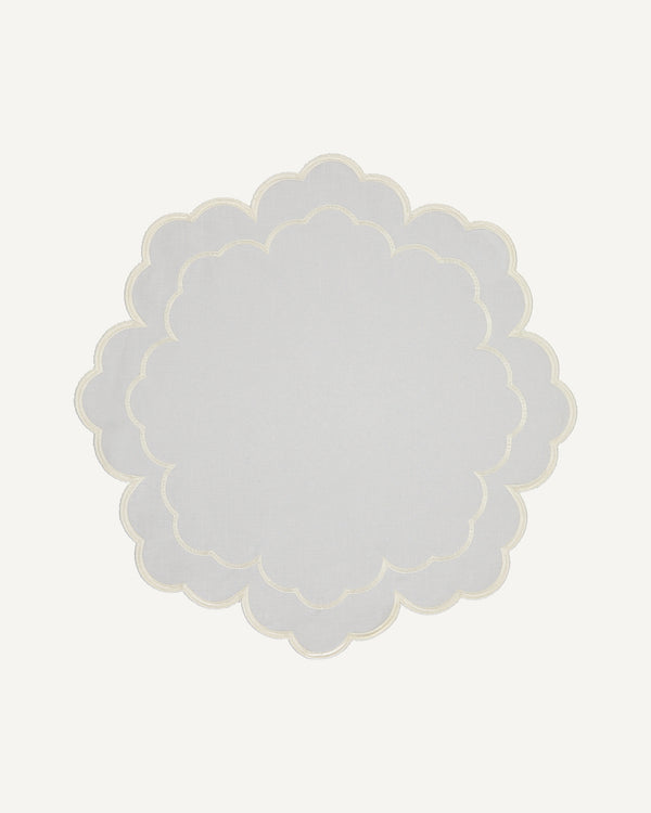 Placemats Flower Beige with White