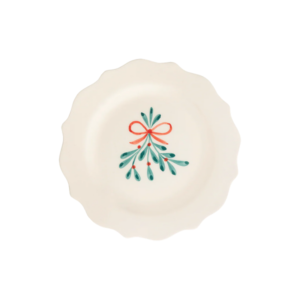 Mistletoe Breakfast/Desert Plates, set of 2