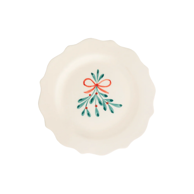 Mistletoe Breakfast/Desert Plates, set of 2
