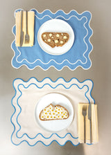 Wavy Placemats Blue/Cream (set of 4)
