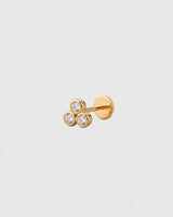 Terzetto Flat Back Stud 14k Gold