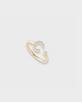 Letter Ring - Natural Diamond, 14K Solid Gold (MADE TO ORDER)