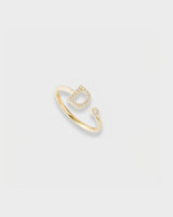 Letter Ring - Natural Diamond, 14K Solid Gold (MADE TO ORDER)