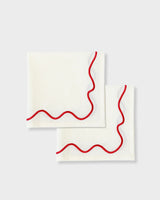 Wavy Napkins Cream/Red (set of 4)