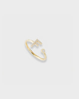 Letter Ring - Natural Diamond, 14K Solid Gold (MADE TO ORDER)