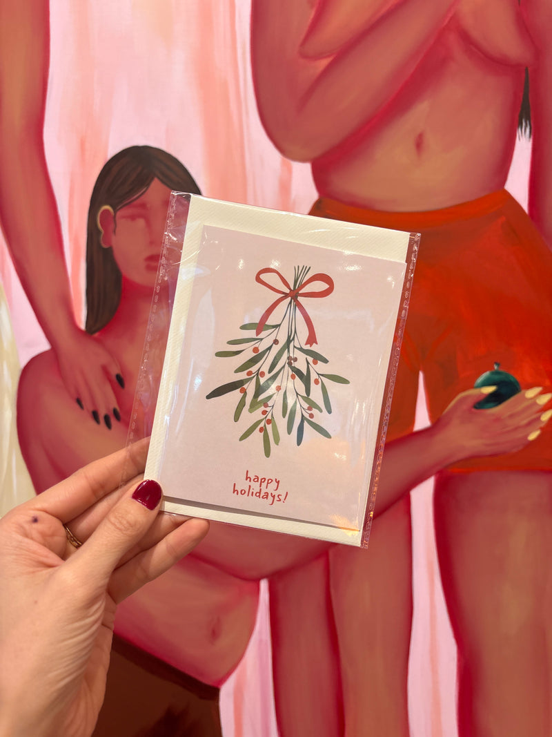 Mistletoe Happy Holidays Card