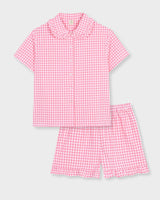 Light Pink Checkered Short Set Pyjama
