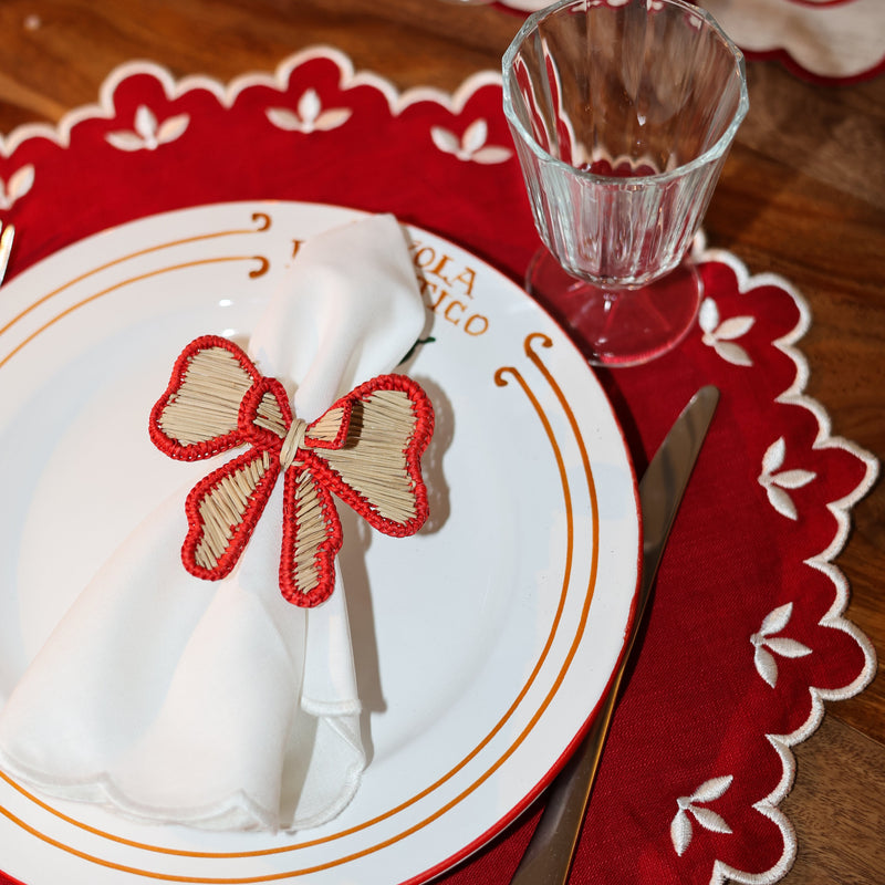 Half Flower Placemats Red (set of 4)