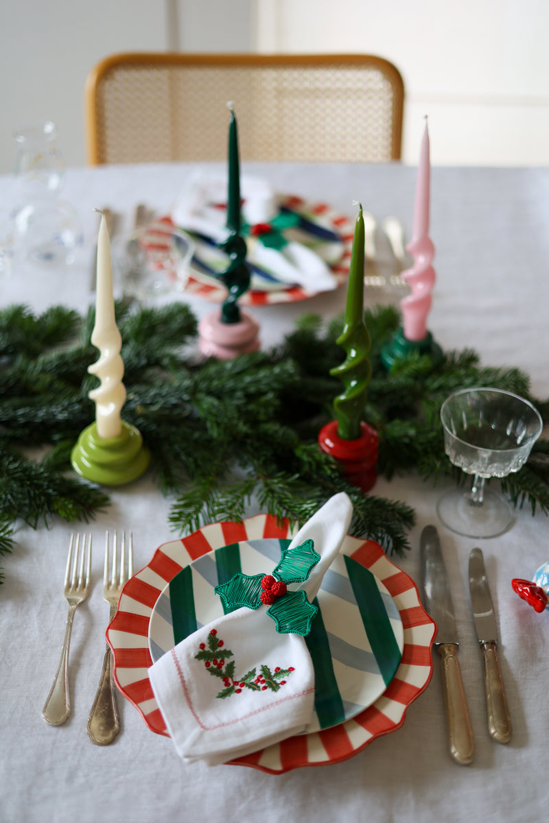 Striped Red Plates (Set of 4)