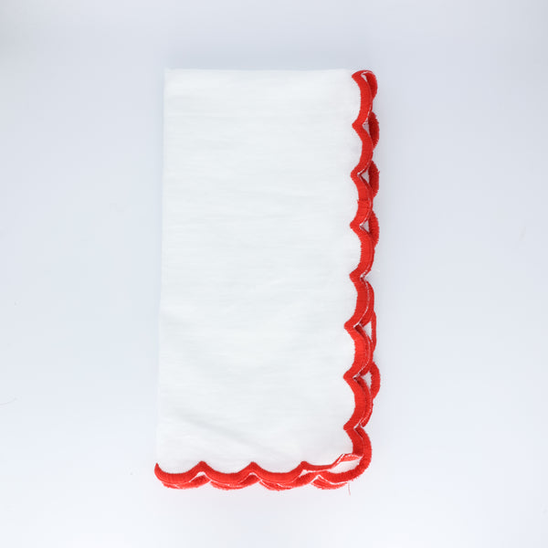 Wavy Hem Napkins Red (set of 4)