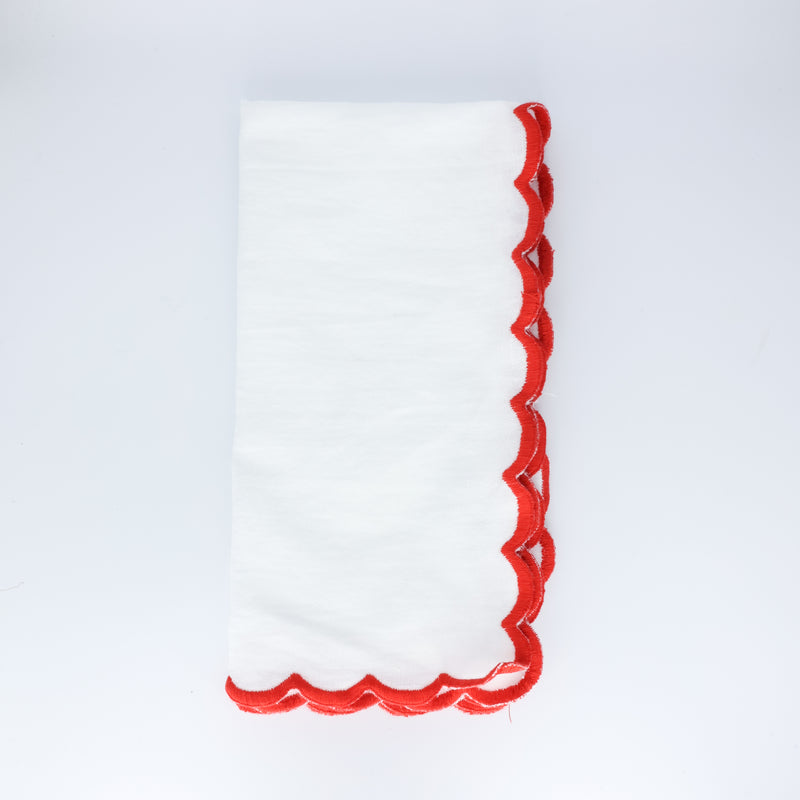 Wavy Hem Napkins Red (set of 4)