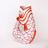 Fish Jug/Vase, Red & White