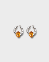 Crystal Donut Grande Hoops Silver