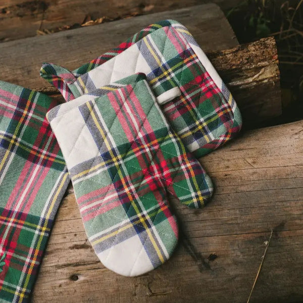 Pot Holder Set, White & Green