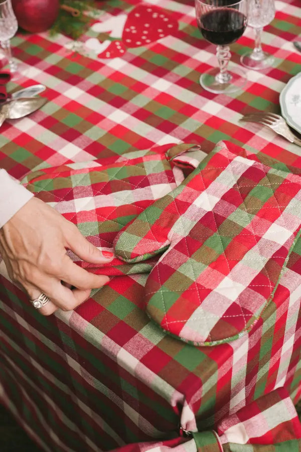 Doublesided Pot Holder Set, Green & Red