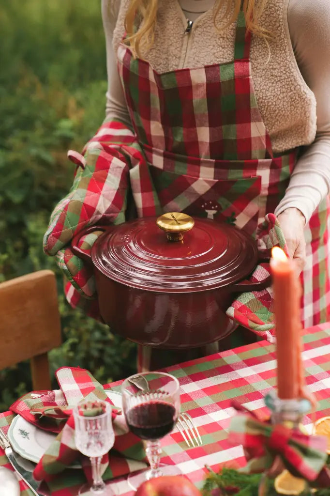 Doublesided Pot Holder Set, Green & Red