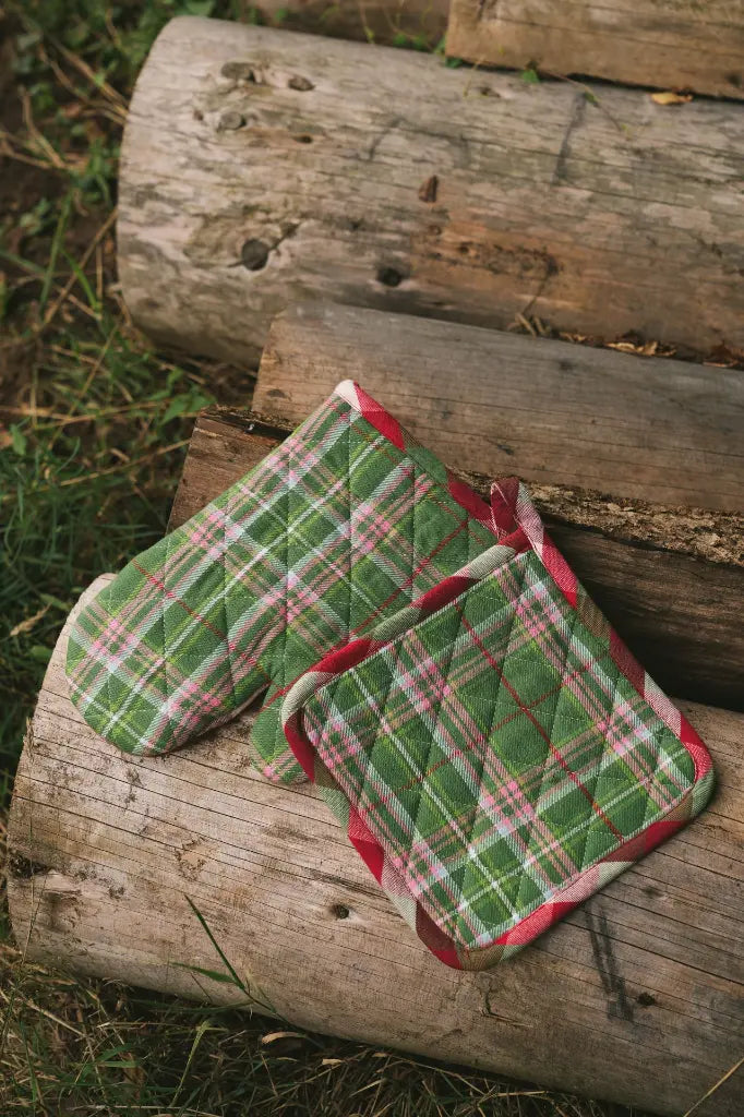 Doublesided Pot Holder Set, Green & Red