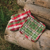 Doublesided Pot Holder Set, Green & Red