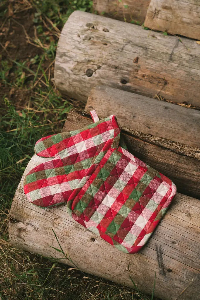 Doublesided Pot Holder Set, Green & Red