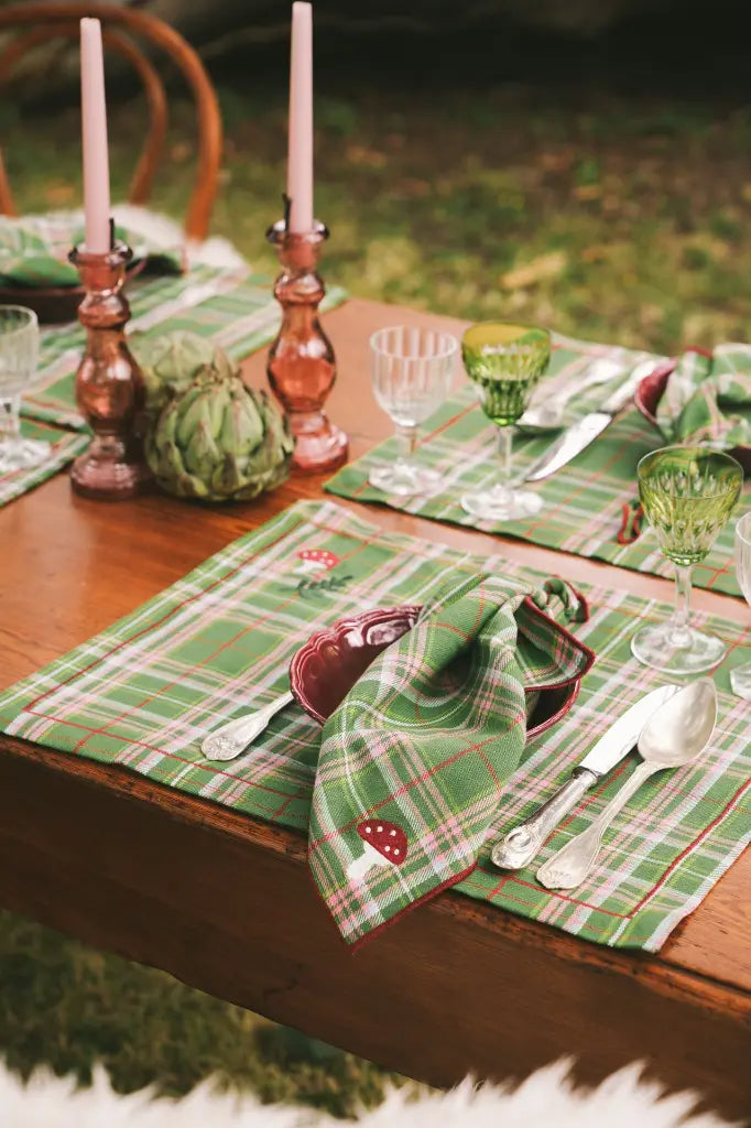 Mushroom Napkins Green, Set of 4