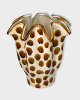 Dotted Brown Ruffle Vase