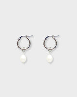 Julie One Pearl Piccolo Hoops Silver
