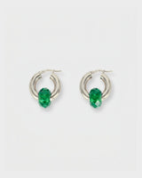 Crystal Donut Grande Hoops Silver