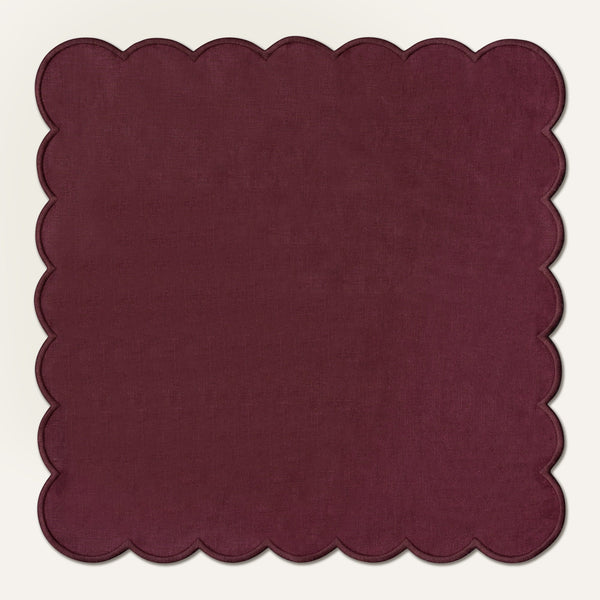 Scalloped Aubergine Napkins (set of 4)