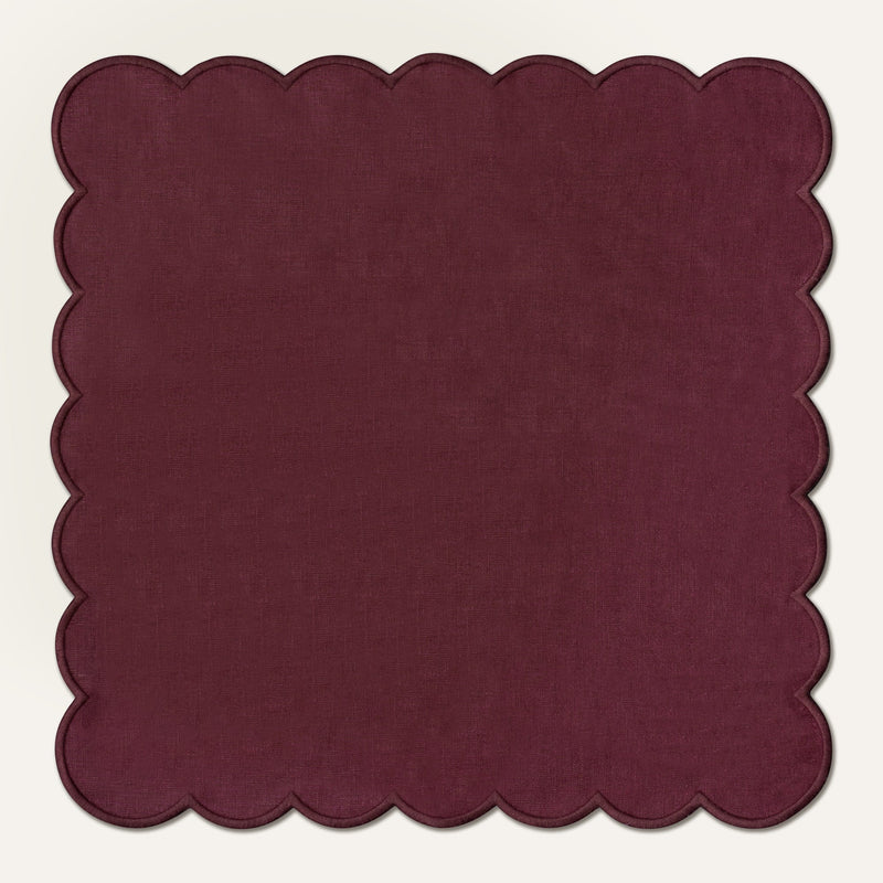 Scalloped Aubergine Napkins (set of 4)