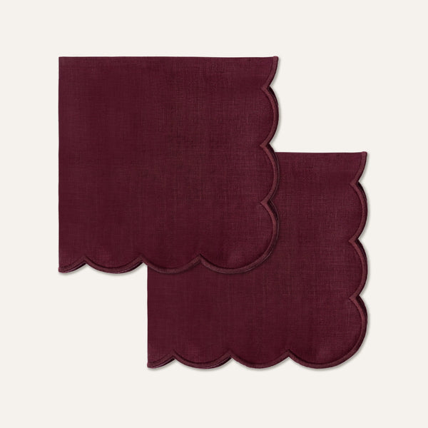 Scalloped Aubergine Napkins (set of 4)