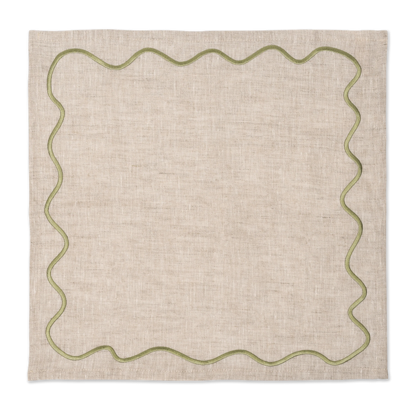 Wavy Napkins Beige/Green (set of 4)