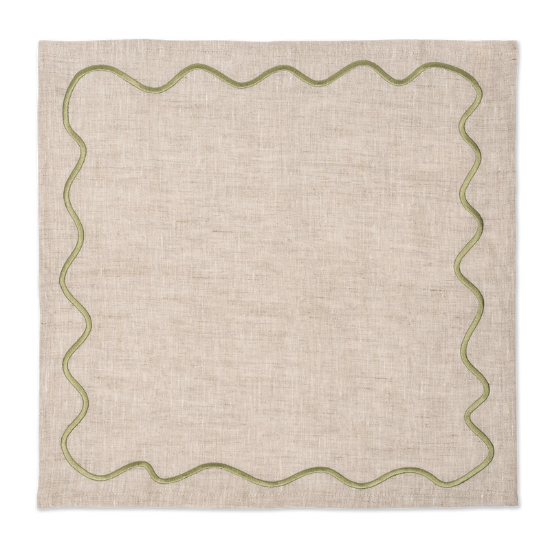 Wavy Napkins Beige/Green (set of 4)