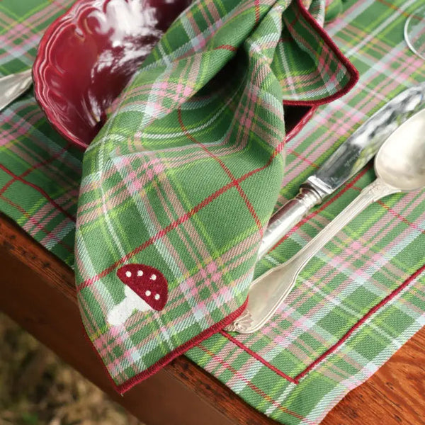 Mushroom Napkins Green, Set of 4